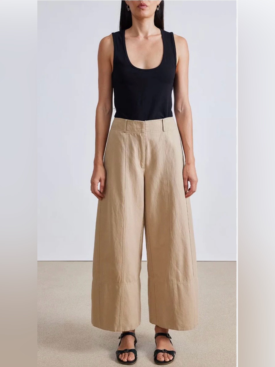 Apiece Apart Malou Wide Leg Pant Desert Brown Designer Linen Cotton Blend Size 0